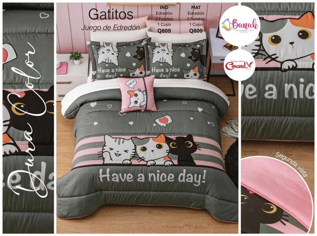 Edredón Gatitos +Fundas y Cojín