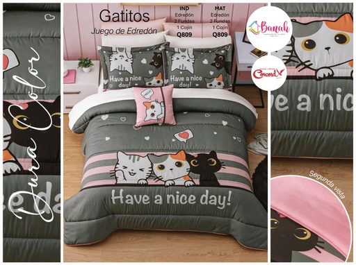 Edredón Gatitos +Fundas y Cojín